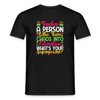 Maître de maternelle Quel est ton superpouvoir Maternelle - T-shirt homme - noir - Devant - AI Model Male 178 light (178cm)