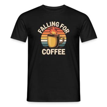 Falling For Coffee Retro Vintage Fall - Men's T-Shirt - black - Front - AI Model Male 178 light (178cm)