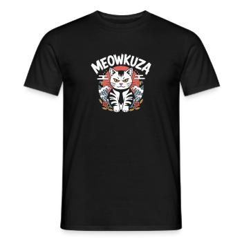 Meowkuza Samtpfote Japan Wellen Samurai Kimono - Männer T-Shirt - Schwarz - Vorne - AI Model Male 178 light (178cm)