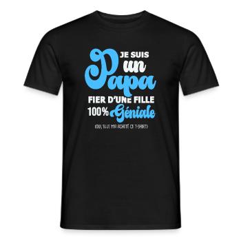 papa fier fille père et fille fête des pères - T-shirt homme - noir - Devant - AI Model Male 178 light (178cm)