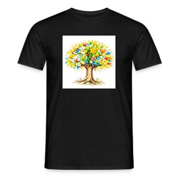 Colorful Tree with Blossom Foliage - Men's T-Shirt - black - Front - AI Model Male 178 light (178cm)