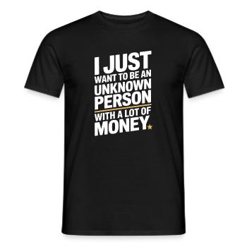 Geld veut juste être une personne inconnue à Money Reich - T-shirt homme - noir - Devant - AI Model Male 178 light (178cm)