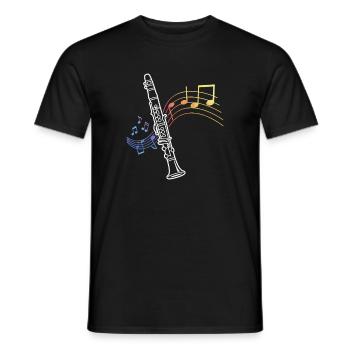 Clarinet Sheet Music Clarinetist Musician - Men's T-Shirt - black - Front - AI Model Male 178 light (178cm)