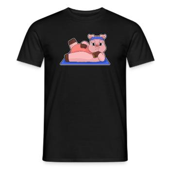 Gymnastique de fitness Yoga des cochons - T-shirt homme - noir - Devant - AI Model Male 178 light (178cm)