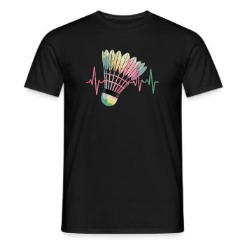 Badminton Heartbeat Colorful Shuttlecock Pulse For - Men's T-Shirt - black - Front - AI Model Male 178 light (178cm)