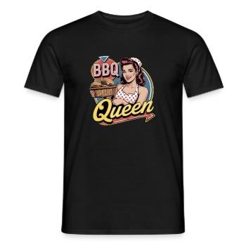 BBQ Queen Retro Grill Master Burger Party - Men's T-Shirt - black - Front - AI Model Male 178 light (178cm)