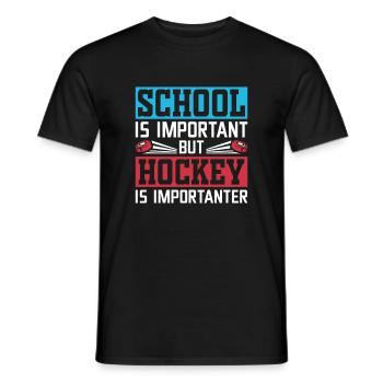 School is important, hockey more important - Men's T-Shirt - black - Front - AI Model Male 178 light (178cm)