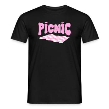 Rosa Schachbrett-Pastellpicknick - Männer T-Shirt - Schwarz - Vorne - AI Model Male 178 light (178cm)