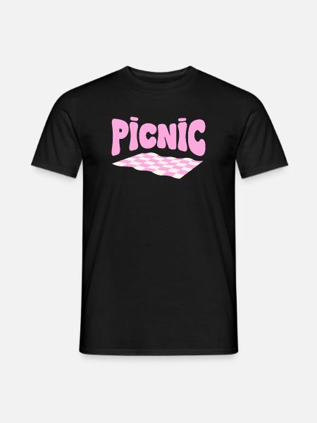 Pink checkerboard pastel picnic - Men's T-Shirt - black