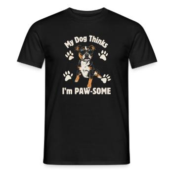 Dog Thinks Im Pawsome - Men's T-Shirt - black - Front - AI Model Male 178 light (178cm)