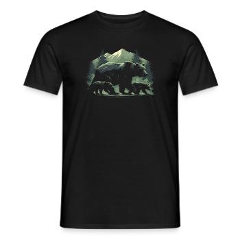 Sentier de l’Ours à Pine Dawn - T-shirt homme - noir - Devant - AI Model Male 178 light (178cm)