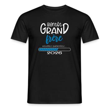 T-shirt Bientôt Grand Frère 2026 Loading - T-shirt homme - noir - Devant - AI Model Male 178 light (178cm)