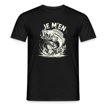 I Fish Fisherman Humor Retro Fish - Men's T-Shirt - black - Front - AI Model Male 178 light (178cm)