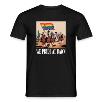 Pride at Dawn: Western Flag Ride - Männer T-Shirt - Schwarz - Vorne - AI Model Male 178 light (178cm)