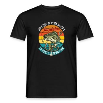 Pêche Humour Je M'en Fish Rétro - T-shirt homme - noir - Devant - AI Model Male 178 light (178cm)