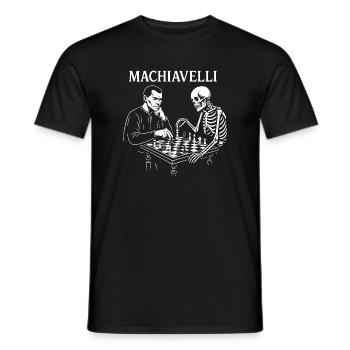 Machiavelli Playing Chess with Skeleton - Men's T-Shirt - black - Front - AI Model Male 178 light (178cm)