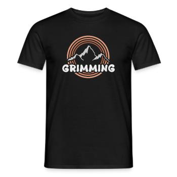 Grimming Bergpanorama Retro Sonnenaufgang - Männer T-Shirt - Schwarz - Vorne - AI Model Male 178 light (178cm)