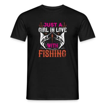 Just_a_GIRL_IN_LOVE_with_fishing-012 - Men's T-Shirt - black - Front - AI Model Male 178 light (178cm)