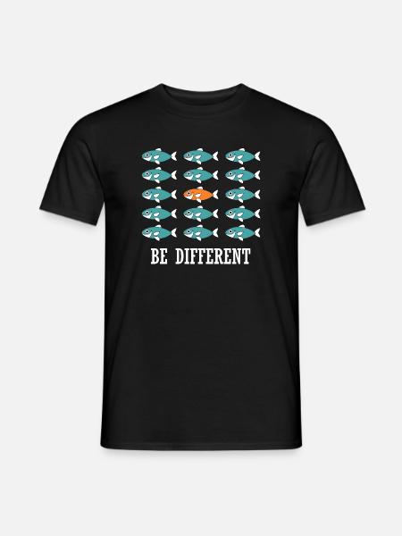 Be Different and unique swimming Fishes - Men's T-Shirt - black