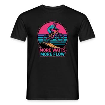 Retro E-MTB Sonnenuntergang Mehr Watt Mehr Durchfluss - Männer T-Shirt - Schwarz - Vorne - AI Model Male 178 light (178cm)