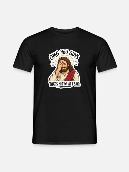 Jesus Facepalm Spruch Sticker - Männer T-Shirt - Schwarz