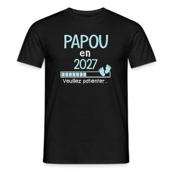 Papou en 2027 Futur Grand-Père Fier et Heureux - T-shirt homme - noir - Devant - AI Model Male 178 light (178cm)