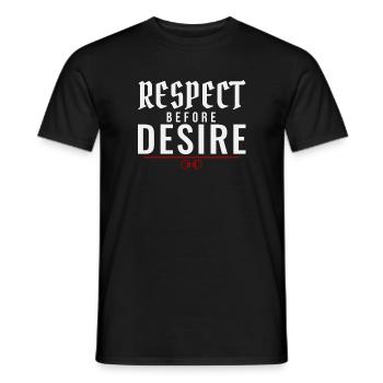Le respect avant le désir – Pouvoir échange de valeurs - T-shirt homme - noir - Devant - AI Model Male 178 light (178cm)