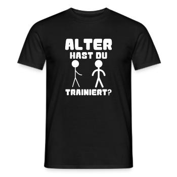  Alter Hast Du Trainiert? Strichmännchen Fitness - Männer T-Shirt - Schwarz - Vorne - AI Model Male 178 light (178cm)