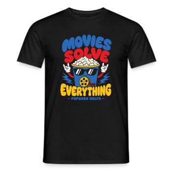 Movies Solve Everything Popcorn - Männer T-Shirt - Schwarz - Vorne - AI Model Male 178 light (178cm)