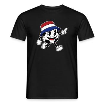 Netherlands Football Fan Retro Comic Mascot - Men's T-Shirt - black - Front - AI Model Male 178 light (178cm)