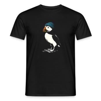 Un macareux avec bonnet - T-shirt homme - noir - Devant - AI Model Male 178 light (178cm)