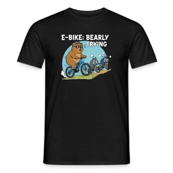 E-Bike à peine tenté Funny Grizzly - T-shirt homme - noir - Devant - AI Model Male 178 light (178cm)