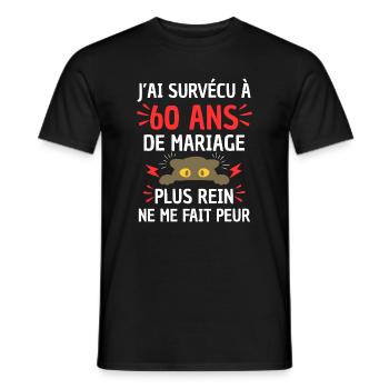 J'ai Survécu 60 Ans Mariage Plus Rien Peur - T-shirt homme - noir - Devant - AI Model Male 178 light (178cm)