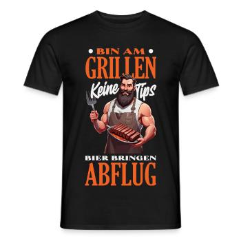 Bin Am Grillen Keine Tipps Bier Bringen Abflug - Männer T-Shirt - Schwarz - Vorne - AI Model Male 178 light (178cm)
