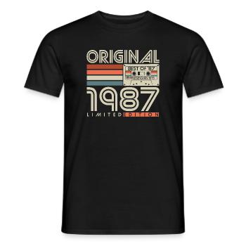 Cadeau d’anniversaire rétro vintage 1987 - T-shirt homme - noir - Devant - AI Model Male 178 light (178cm)