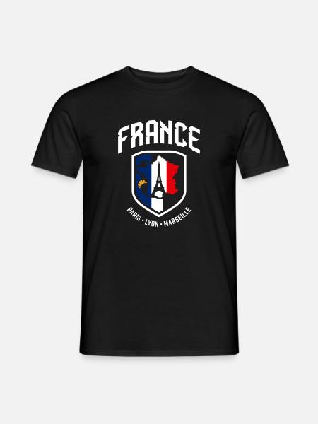 Blason France Paris Lyon Marseille - T-shirt homme - noir