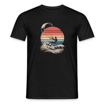  Kitesurfen Retro Sonnenuntergang Wellenreiten - Männer T-Shirt - Schwarz - Vorne - AI Model Male 178 light (178cm)