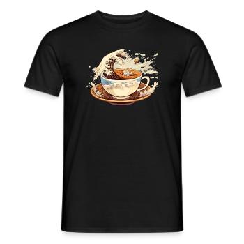 The Great Wave of Coffee - Men's T-Shirt - black - Front - AI Model Male 178 light (178cm)