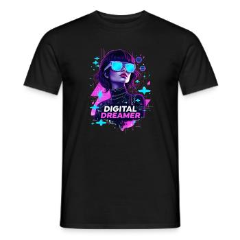 Digital Dreamer Cyberpunk Girl - Men's T-Shirt - black - Front - AI Model Male 178 light (178cm)