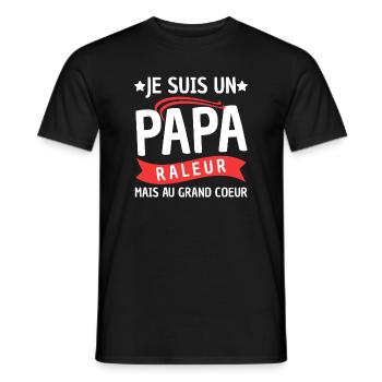 Papa Râleur Mais Au Grand Cœur Cadeau Fête - T-shirt homme - noir - Devant - AI Model Male 178 light (178cm)
