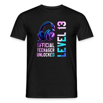 13e anniversaire Garçon Fille Adolescent Niveau 2013 - T-shirt homme - noir - Devant - AI Model Male 178 light (178cm)