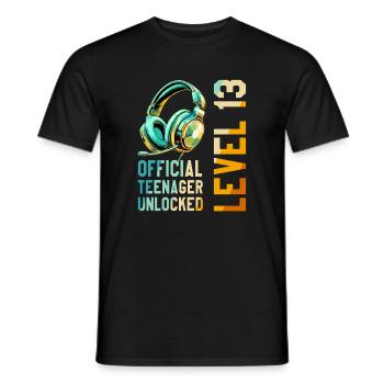 13e anniversaire Garçon Fille Adolescent Niveau 2013 - T-shirt homme - noir - Devant - AI Model Male 178 light (178cm)