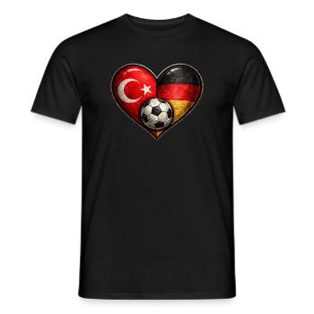 Germany Turkey Heart Football - Men's T-Shirt - black - Front - AI Model Male 178 light (178cm)