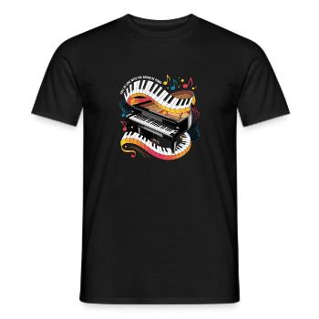  Fall In Love With The Sound Of Piano Buntes - Männer T-Shirt - Schwarz - Vorne - AI Model Male 178 light (178cm)