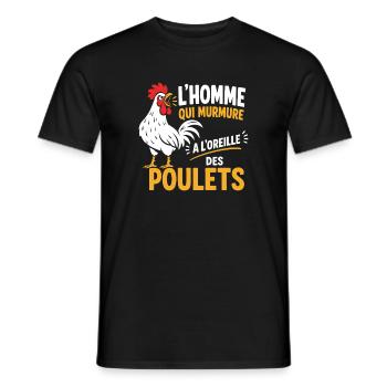 L'homme qui murmure aux poulets - T-shirt homme - noir - Devant - AI Model Male 178 light (178cm)