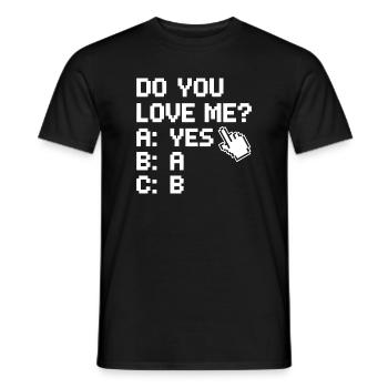 Est-ce que tu m’aimes Relation Amour Couple Amour Mariage Couple - T-shirt homme - noir - Devant - AI Model Male 178 light (178cm)