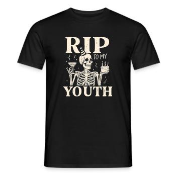 Funny RIP To My Youth Birthday Skeleton - Men's T-Shirt - black - Front - AI Model Male 178 light (178cm)