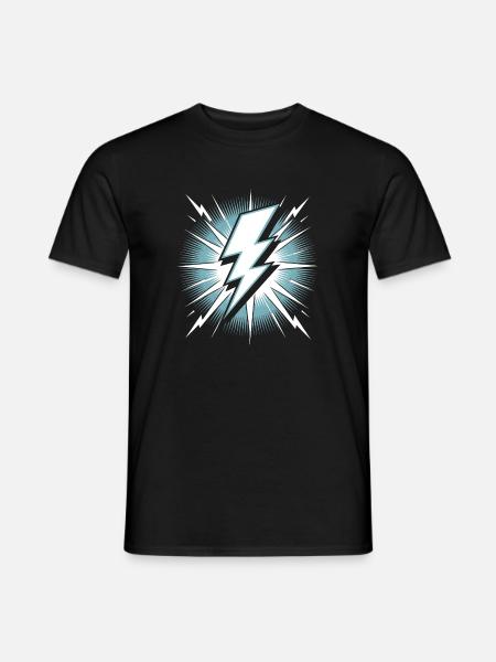 Blitz Blitzschlag Gewitter Strom Sturm - Männer T-Shirt - Schwarz