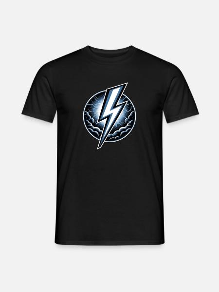 Blitz Blitzschlag Gewitter Strom Sturm - Männer T-Shirt - Schwarz