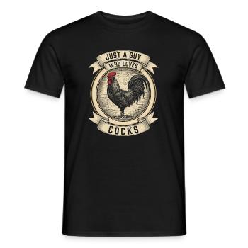 Pride Month LGBTQ - Just a Guy Who Loves Cocks - Men's T-Shirt - black - Front - AI Model Male 178 light (178cm)
